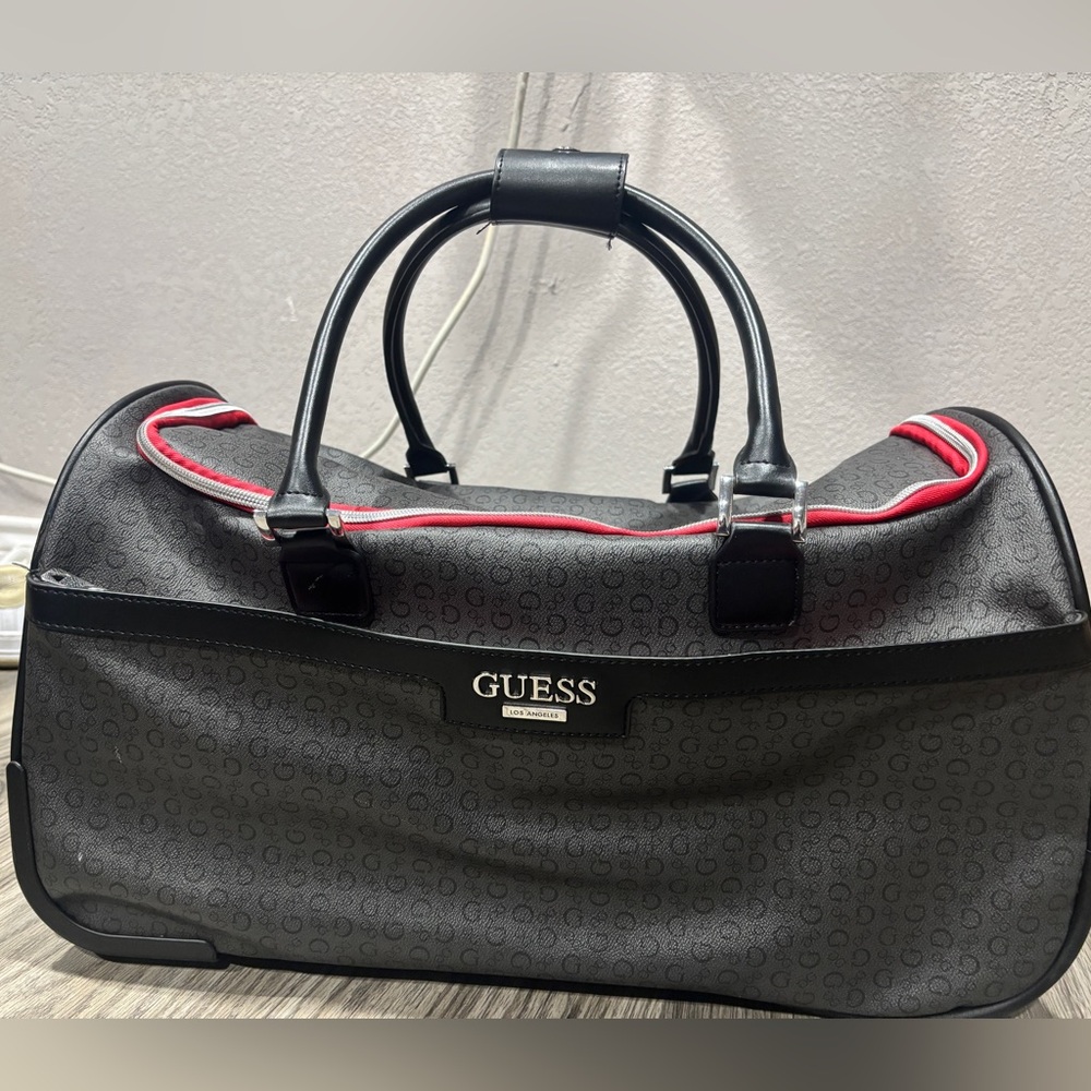 GUESS Black and Red Duffel Bag